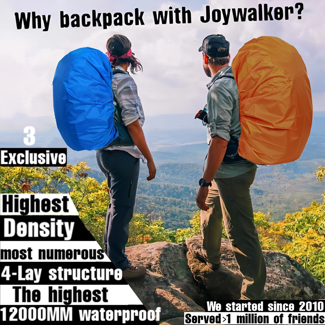 Waterproof Backpack Rain Cover for (15-90L), Upgraded Anti-Slip Cross Buckle Straps, Triple Strengthened Layers for Hiking Camping Traveling